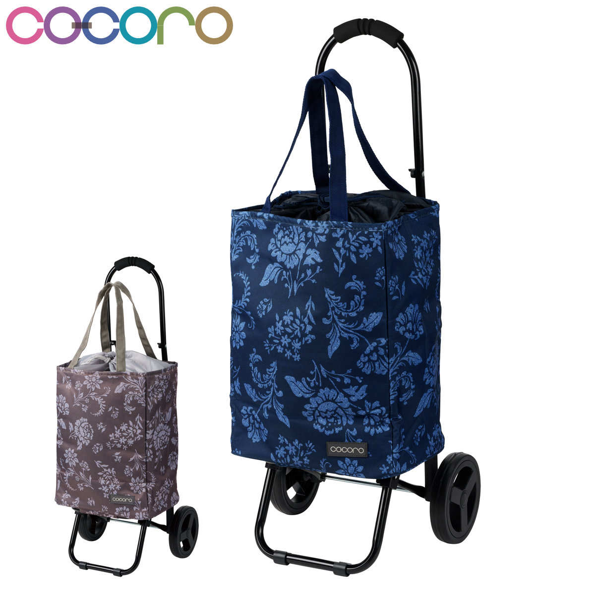 ショッピングカート cocoro 花柄 フロリアン 折りたたみ 保冷保温 （ キャスター付き 2輪 22L 買い物 バッグ トートバッグ コンパクト ショッピングバッグ ）