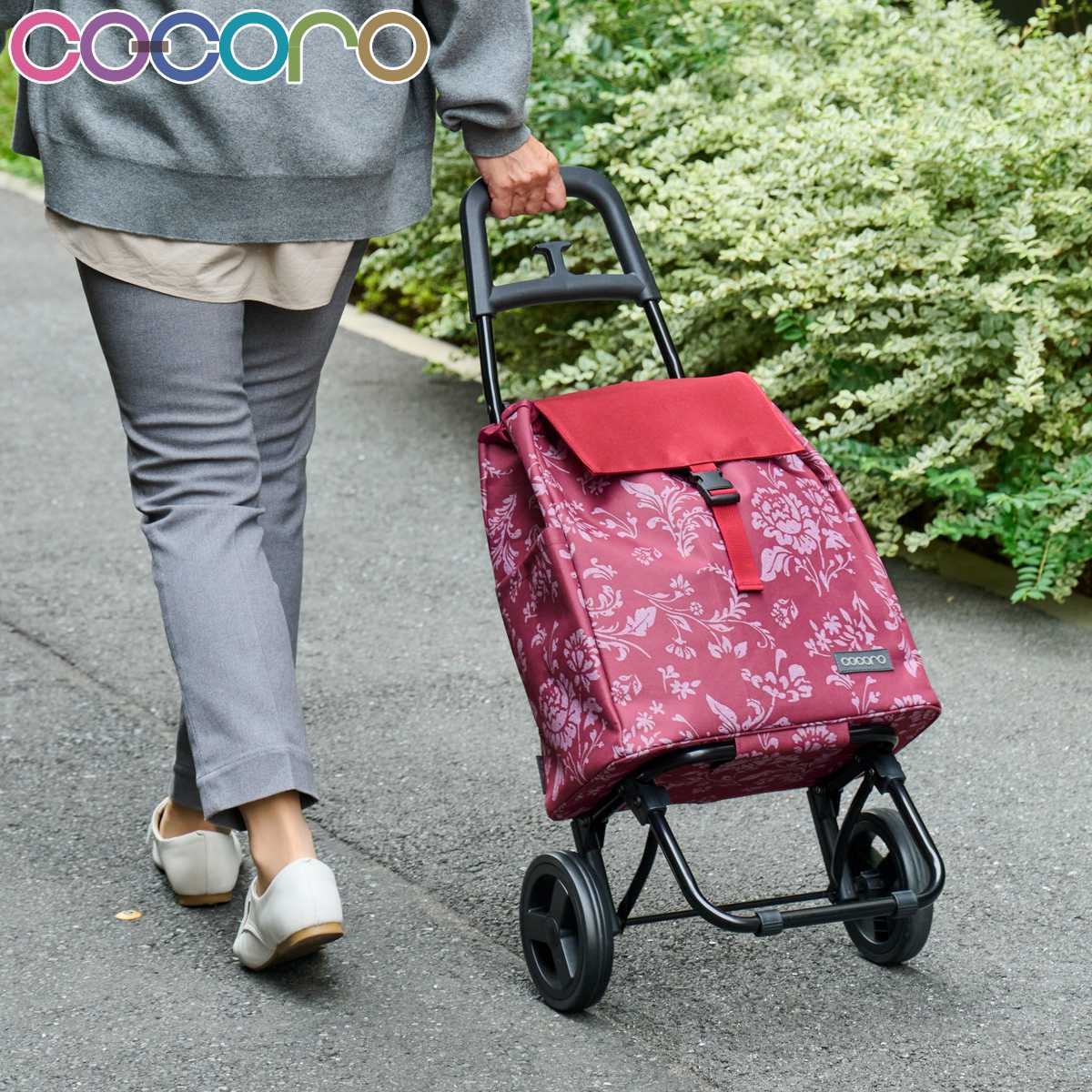 ショッピングカート cocoro 花柄 フロリアン2 折りたたみ 保冷保温 （ キャスター付き 2輪 25L 買い物 バッグ トートバッグ コンパクト ショッピングバッグ ）