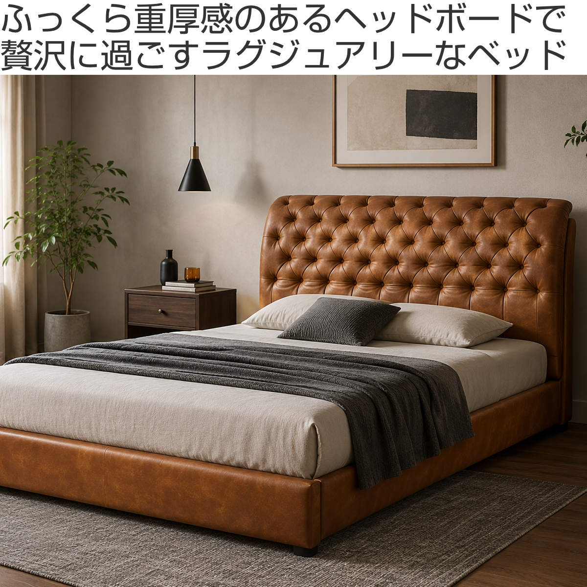 ベッド クイーン KING （ 開梱設置 フレームのみ レザー調 クッション