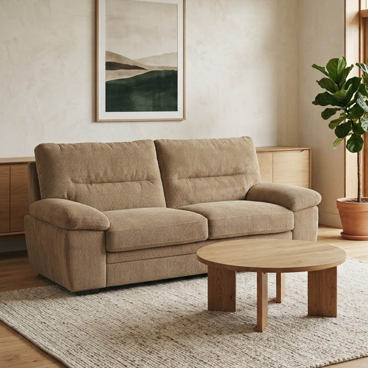 【美品】高級コーデュロイ 3人掛けソファ ソファ 3人掛け 幅198cm 肘掛け付き コーデュロイ ステーシア （ 開梱