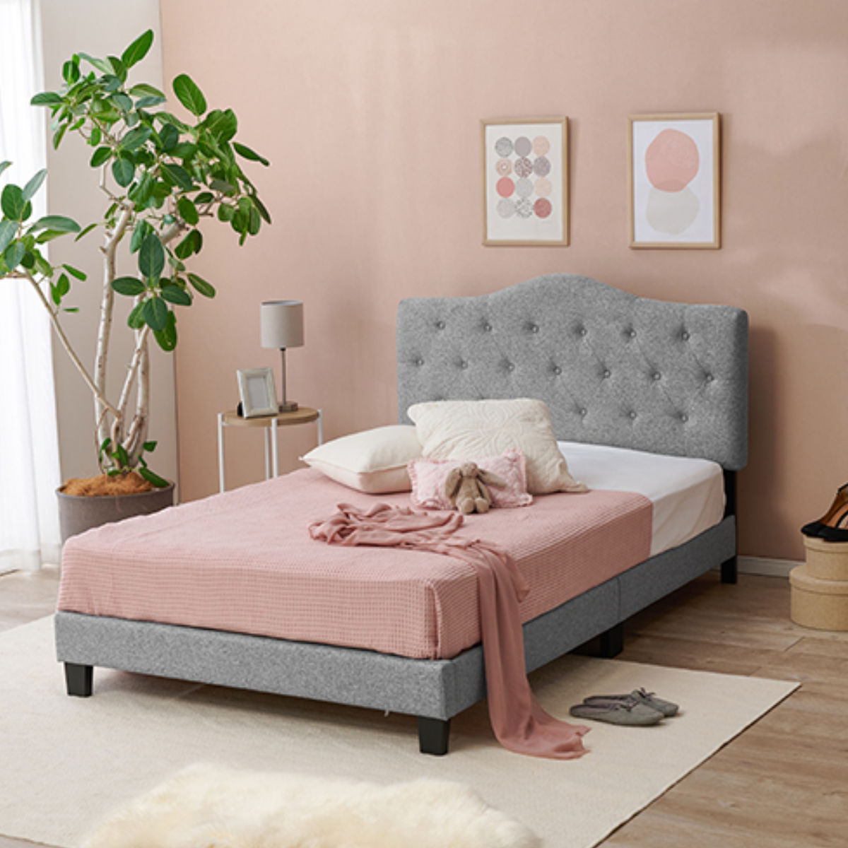 ベッド セミダブル すのこ ファブリックベッド （ マットレスセット