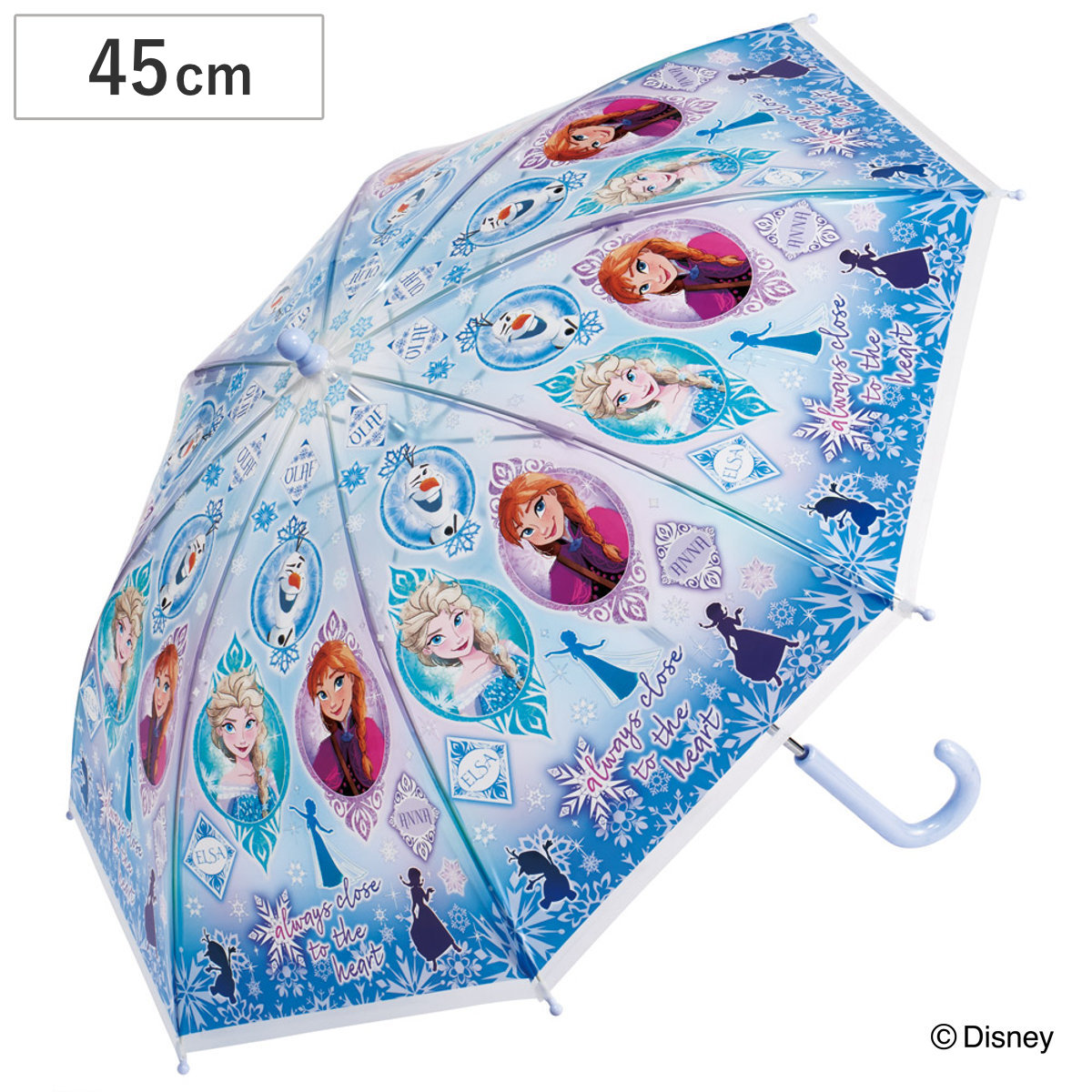 傘 子ども用傘 子ども用ビニール傘 45cm 傘45cm アナと雪の女王 （ ビニール傘 かさ 軽量 丈夫 折れにくい 手開き 安全カバー 子供用 カサ 5〜8歳 ）