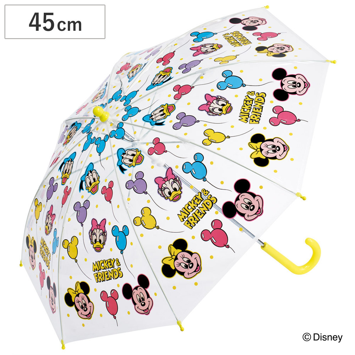 傘 子ども用傘 子ども用ビニール傘 45cm 傘45cm ミッキーマウス （ ビニール傘 かさ 軽量 丈夫 折れにくい 手開き 安全カバー 子供用 カサ 5〜8歳 ）