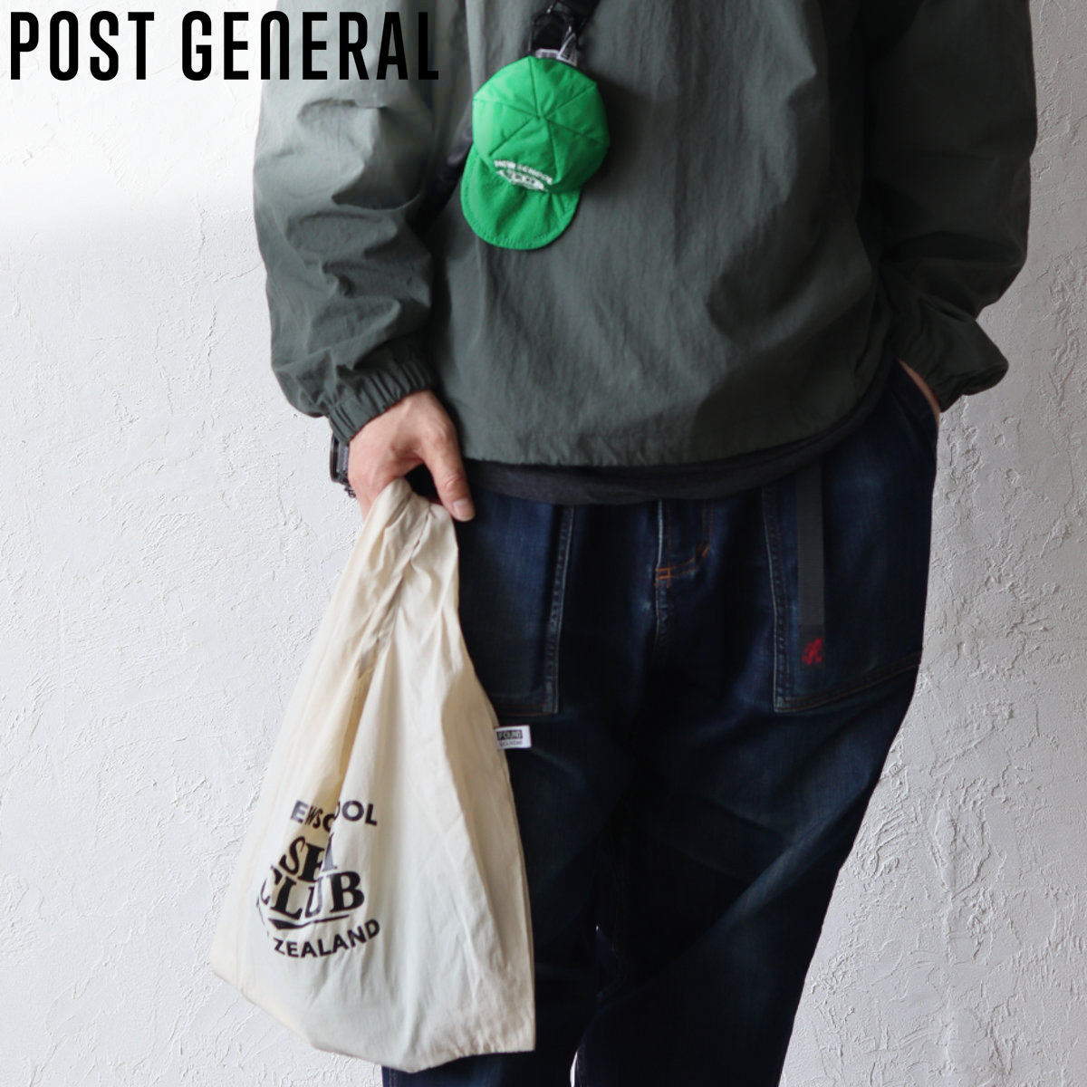 エコバック POST GENERAL ファウンドスーベニア バッグインキャップ SKI CLUB （ エコバッグ マイバッグ 折りたたみ コンパクト ポーチ付き 帽子 キャップ ）