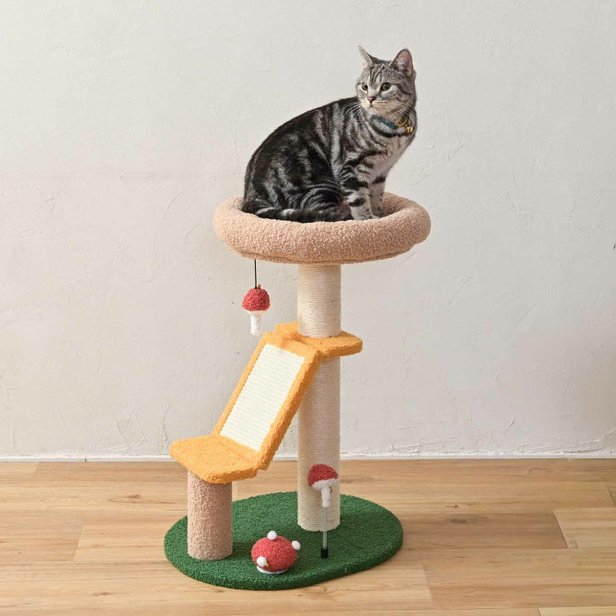 キャットタワー キノコ 据え置き （ キャットツリー 猫タワー 小型
