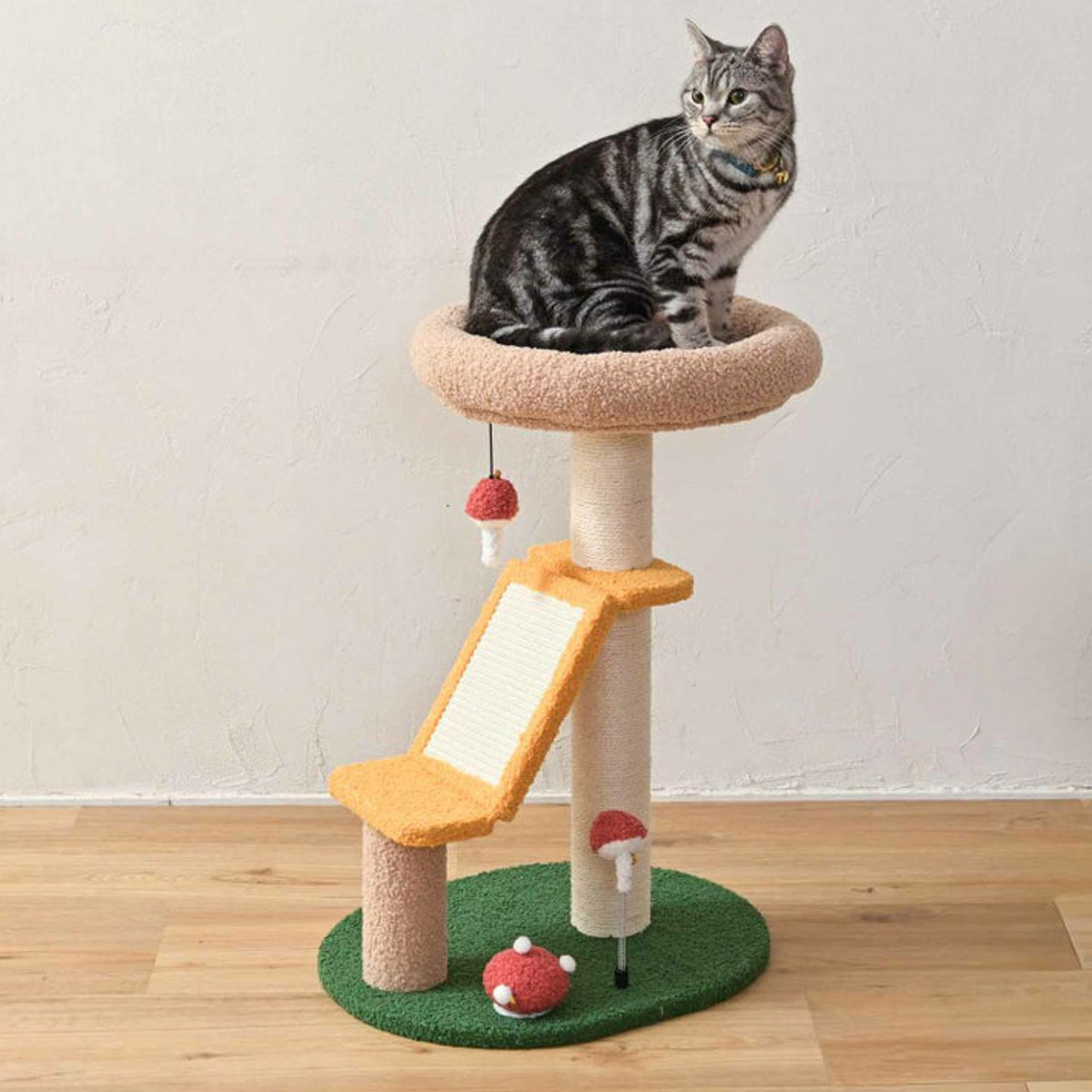 キャットタワー キノコ 据え置き （ キャットツリー 猫タワー 小型
