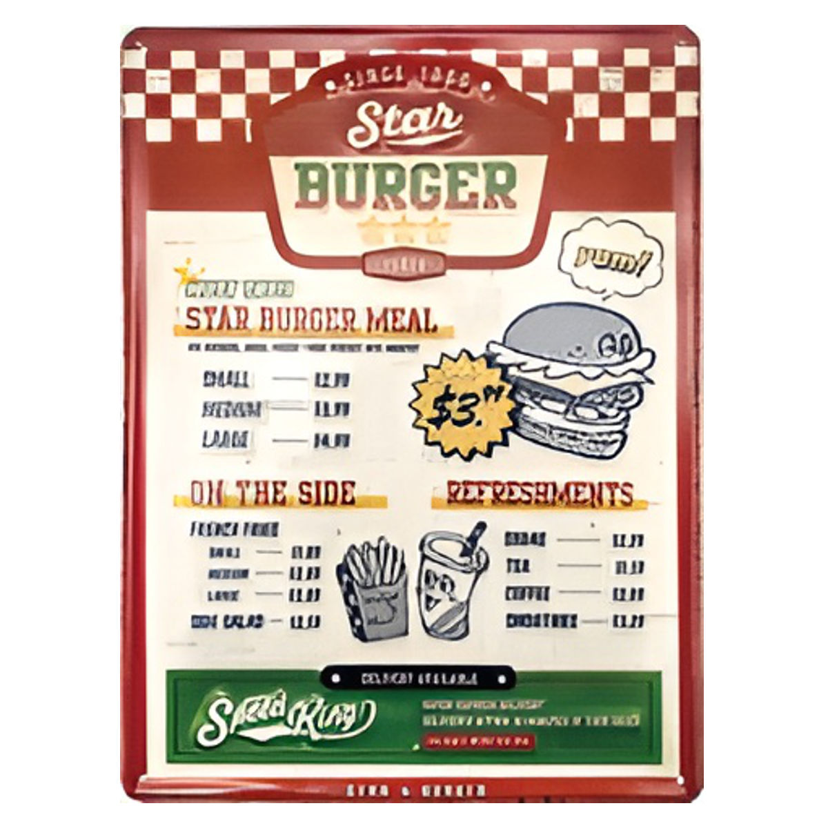 デザインボードメタル L SBメニュー （ 壁飾り オブジェ 看板 インテリア雑貨 店舗 お店 カフェ ディスプレイ デコレーション レトロ アメリカン ）