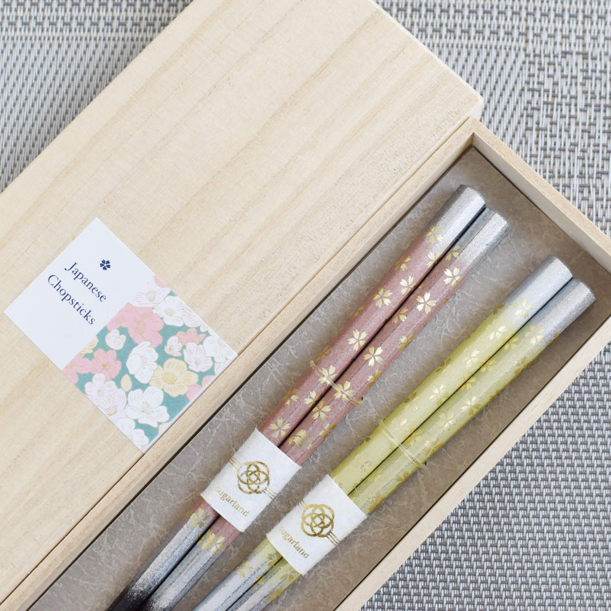 箸 桐箱入箸2膳セット 八角金桜 （ 夫婦箸 22.5cm ペアセット 食洗機
