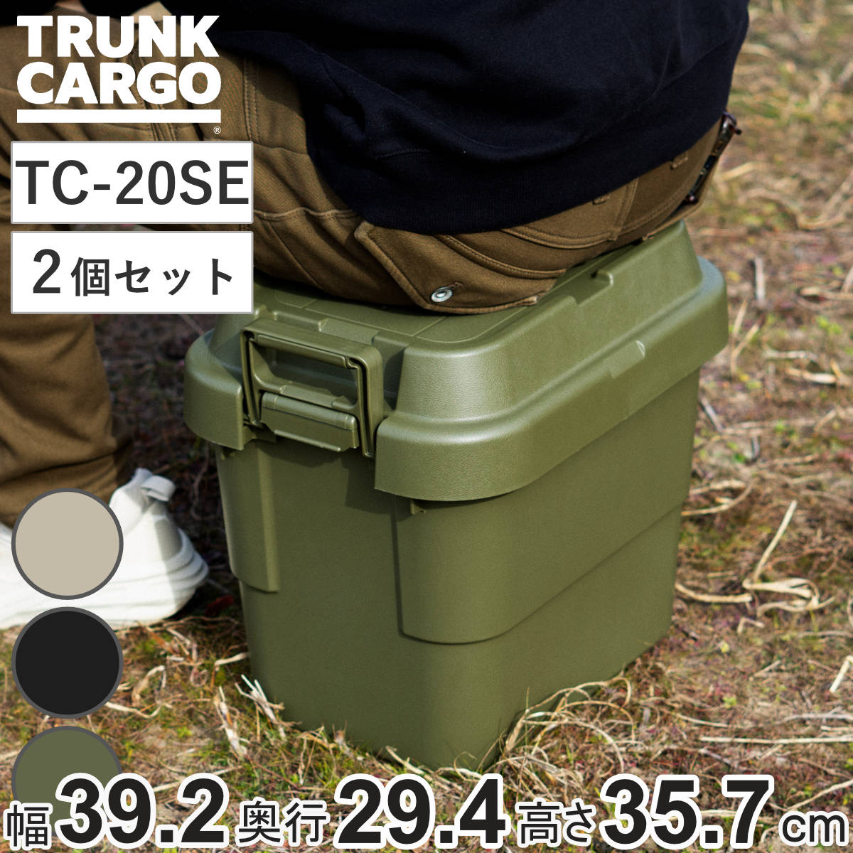 RISU（リス） 収納ボックス トランクカーゴ EASY GRIP 22L TC-20SE 2個