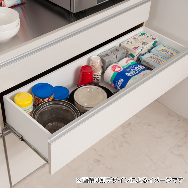 キッチンカウンター 幅110cm 上段引出し3杯 艶ありタイプ ハイグロス