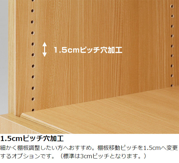 オーダー本棚用 棚板 1.5cmピッチ穴加工 （ オーダーメイド セミ
