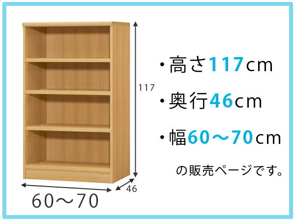 オーダー本棚 壁面収納 オーダーラック 標準棚板 幅60-70cm 奥行46cm