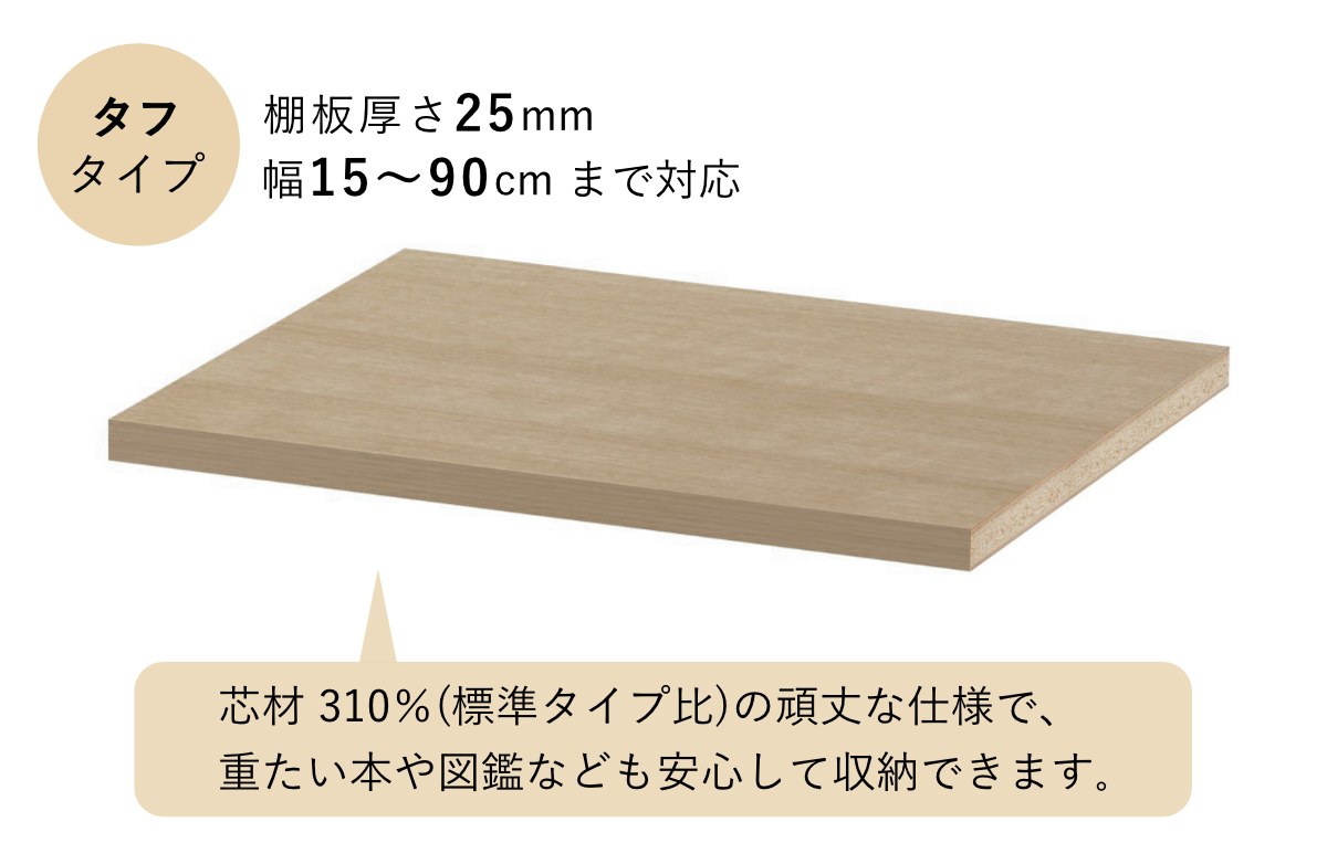 大洋（TAIYO） オーダー本棚 タフ棚板 幅81-90cm 奥行19cm 高さ211cm