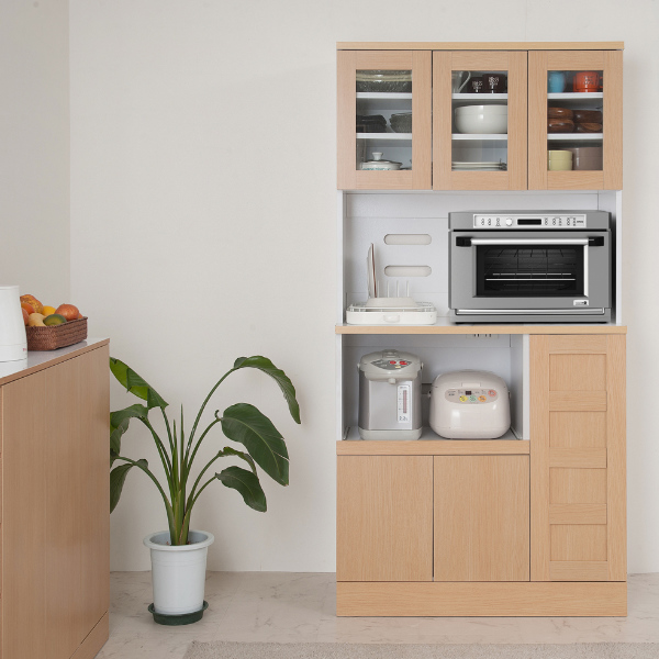 食器棚 幅90cm カップボード レンジ台 北欧風 Face （ キッチン収納