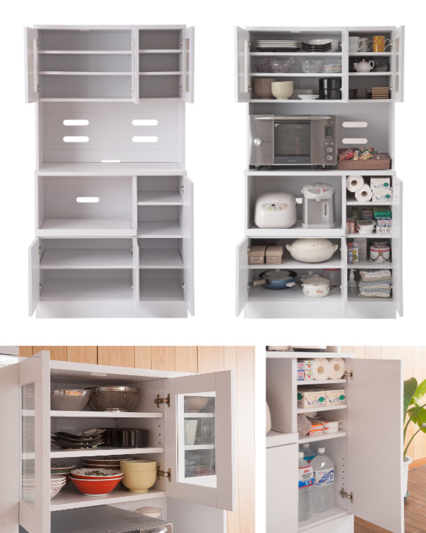 食器棚 幅90cm カップボード レンジ台 北欧風 Face （ キッチン収納