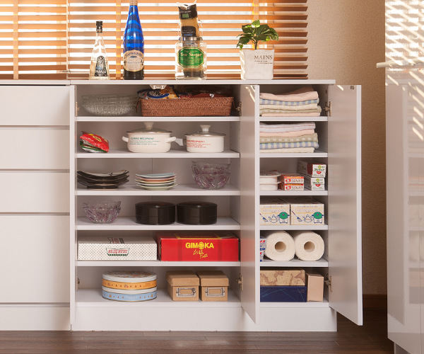 カウンター下収納 幅90cm キャビネット 北欧風 Face （ リビング収納