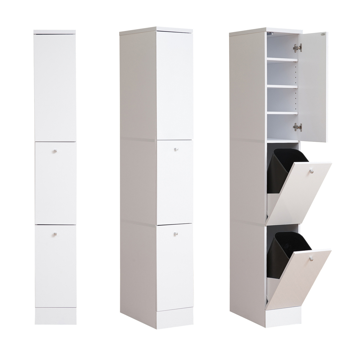 キッチン収納 幅25cm スリム 北欧風 2分別ダストボックス付 Face