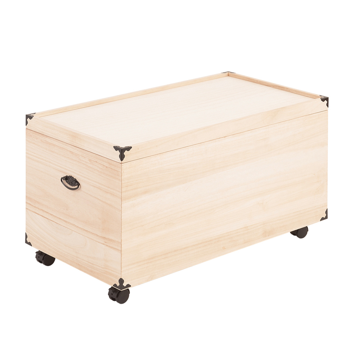 桐 衣装ケース 1段 押入れ収納 衣裳箱 キャスター付 隅金具 高さ41.5cm