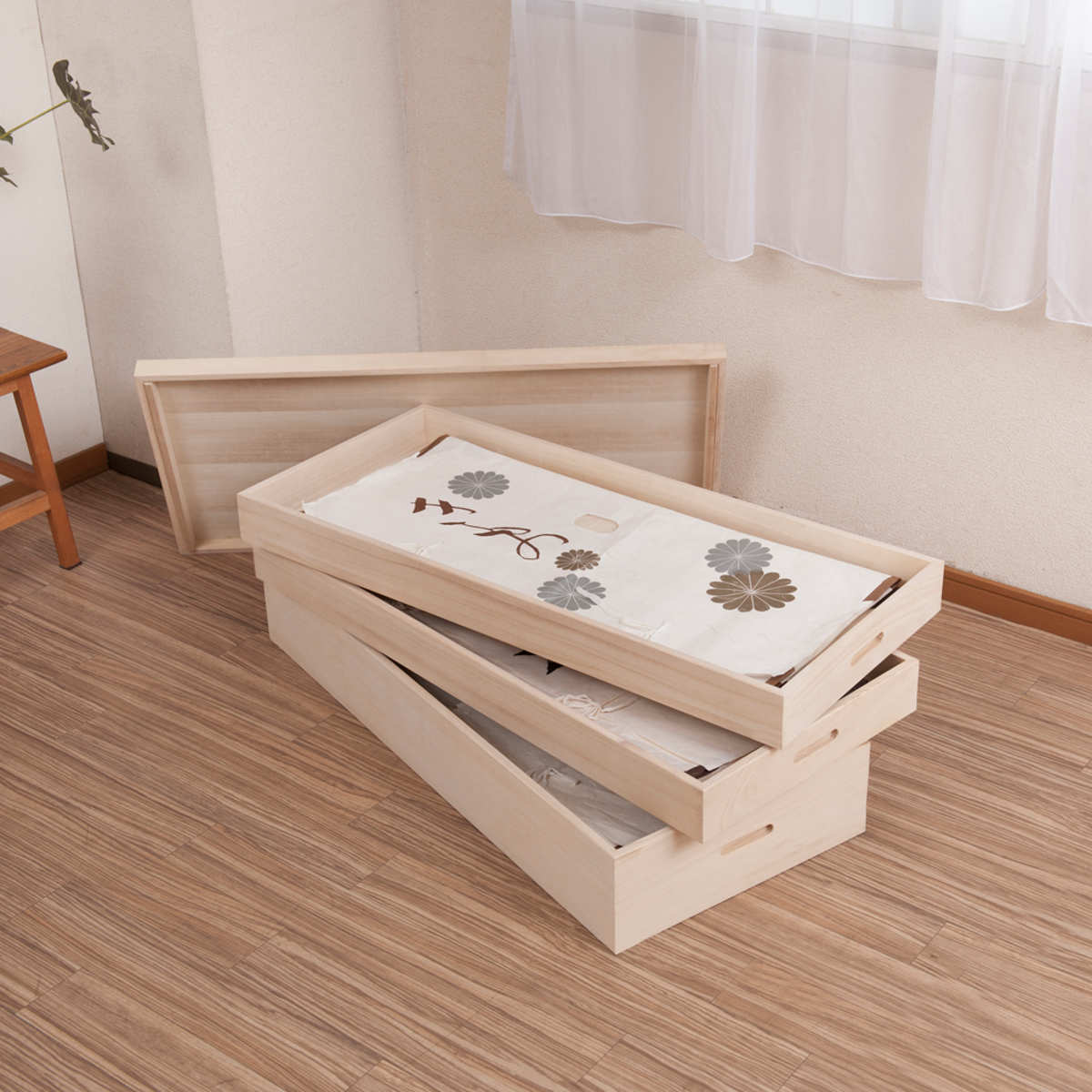桐 衣装ケース 3段 衣裳箱 隅金具なし 高さ33cm （ 完成品 桐衣装箱