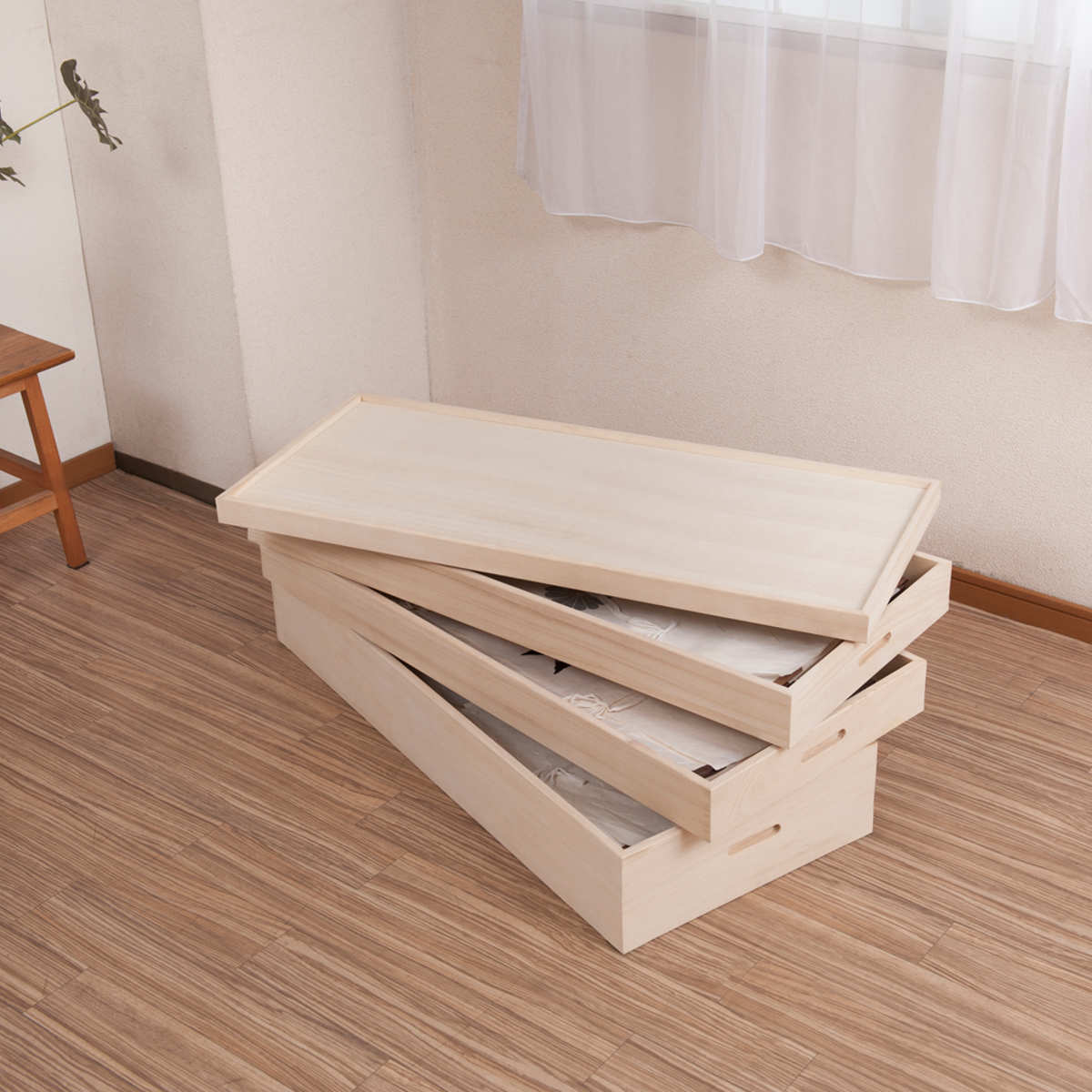 桐 衣装ケース 3段 衣裳箱 隅金具なし 高さ33cm （ 完成品 桐衣装箱