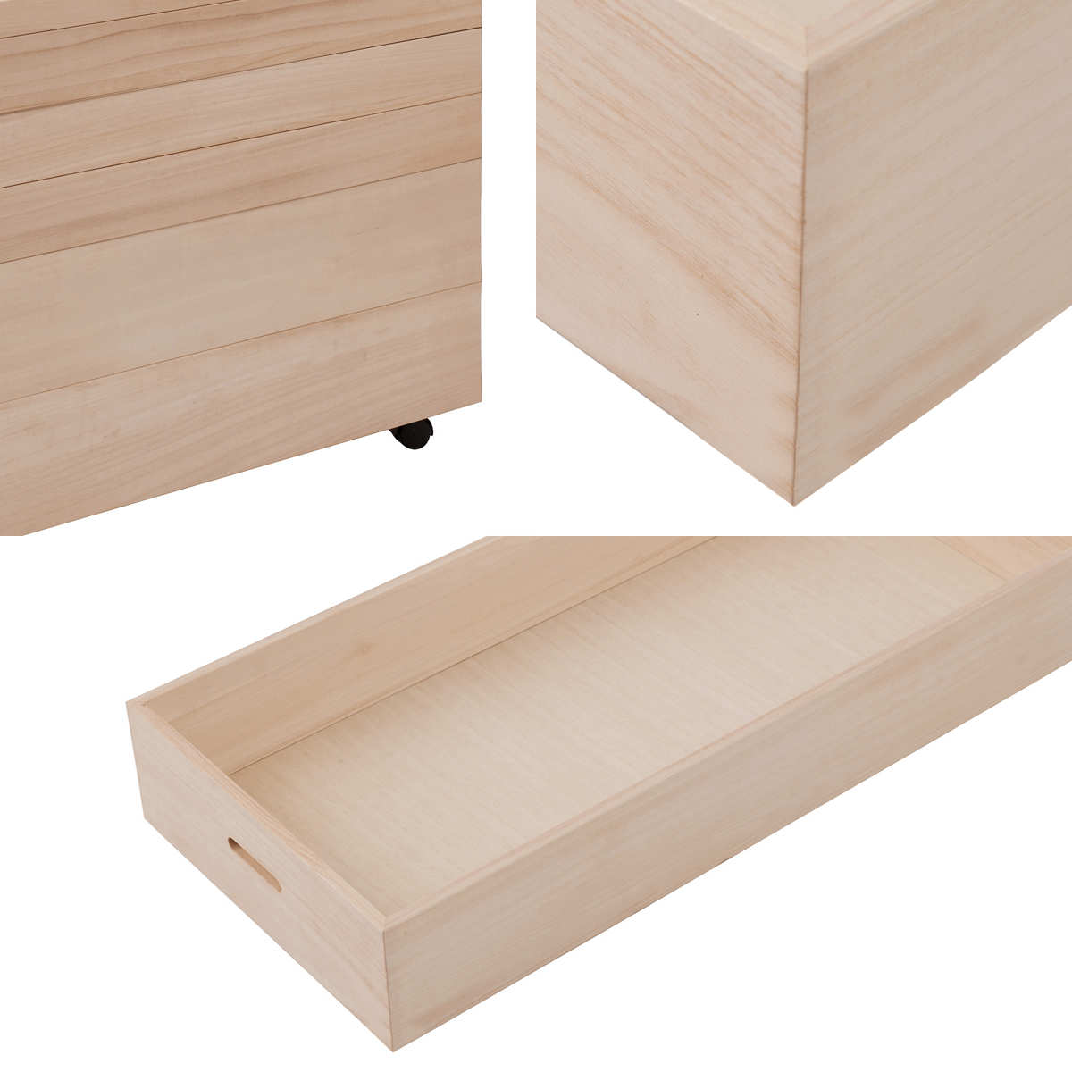 桐 衣装ケース 5段 衣装箱 キャスター付 隅金具なし 高さ59cm （ 完成