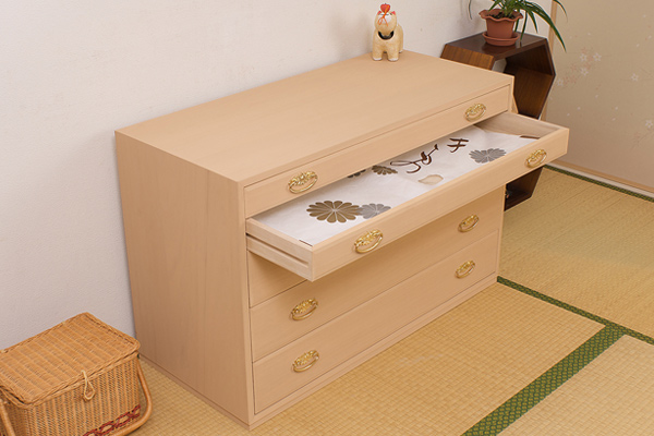 桐たんす 5段 日本製 金色引手 幅98cm （ 完成品 桐 桐箪笥 桐タンス