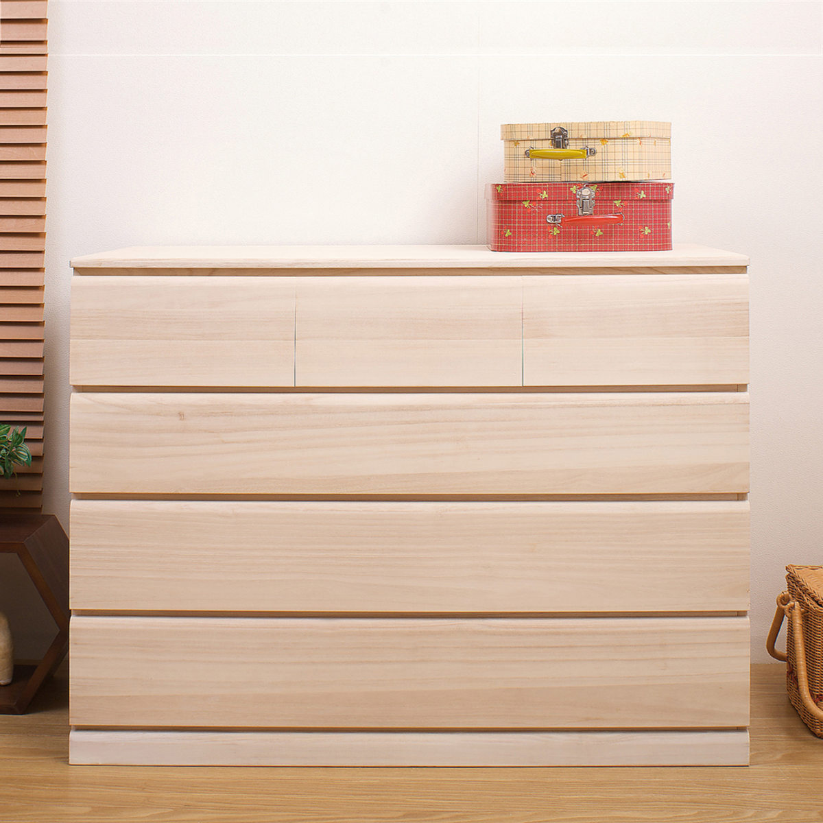 桐タンス 幅100cm 4段 キャスター付 日本製 完成品 （ 桐チェスト 桐