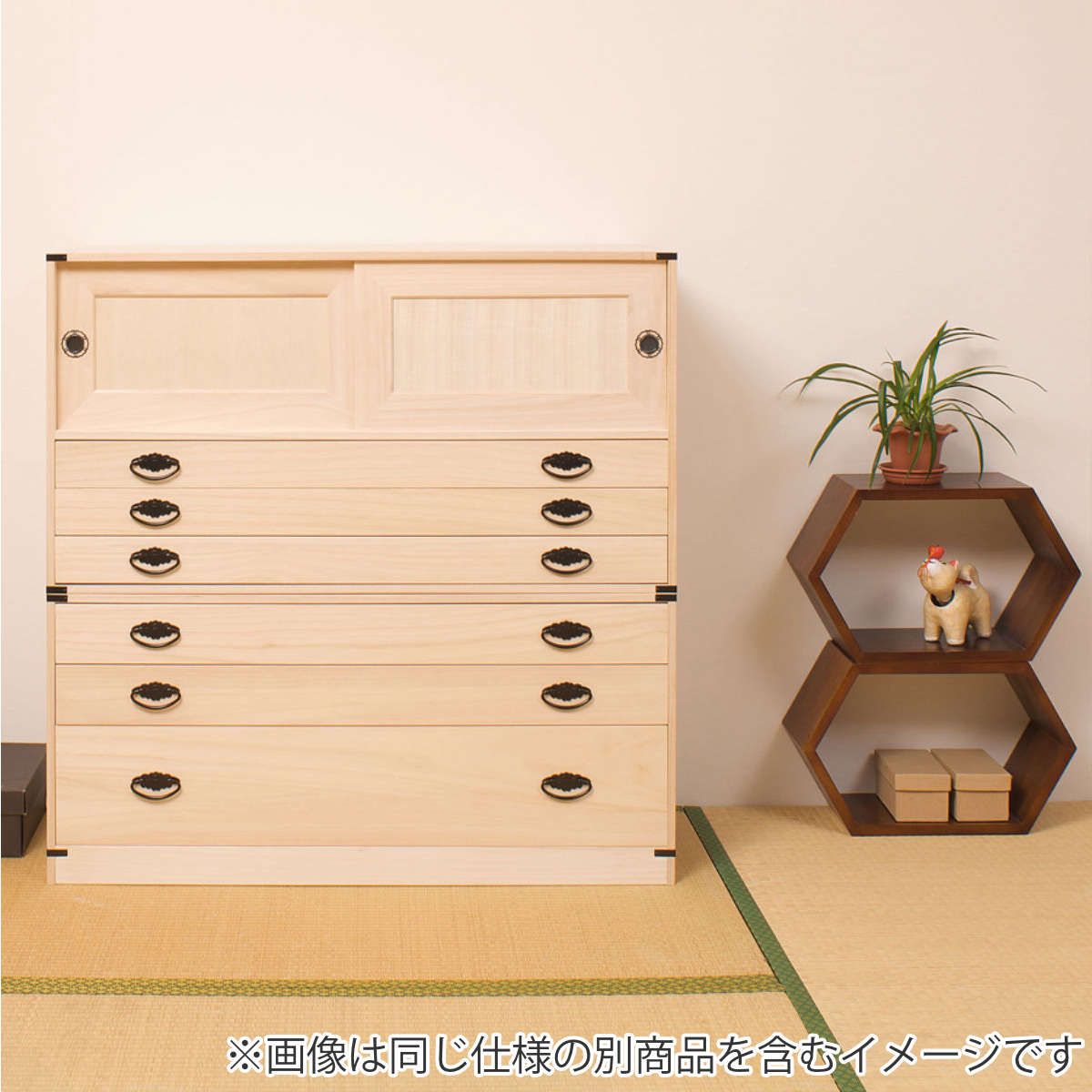 桐タンス 幅99.5cm 引出し3段 上置き兼用 引戸 日本製 （ 桐箪笥 収納