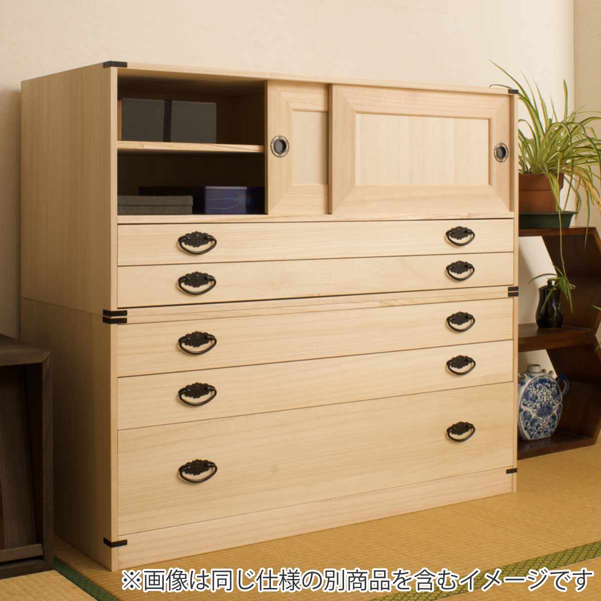 桐たんす 着物用 浅型 3段 桐タンス 台輪あり 日本製 幅99cm （ 桐箪笥