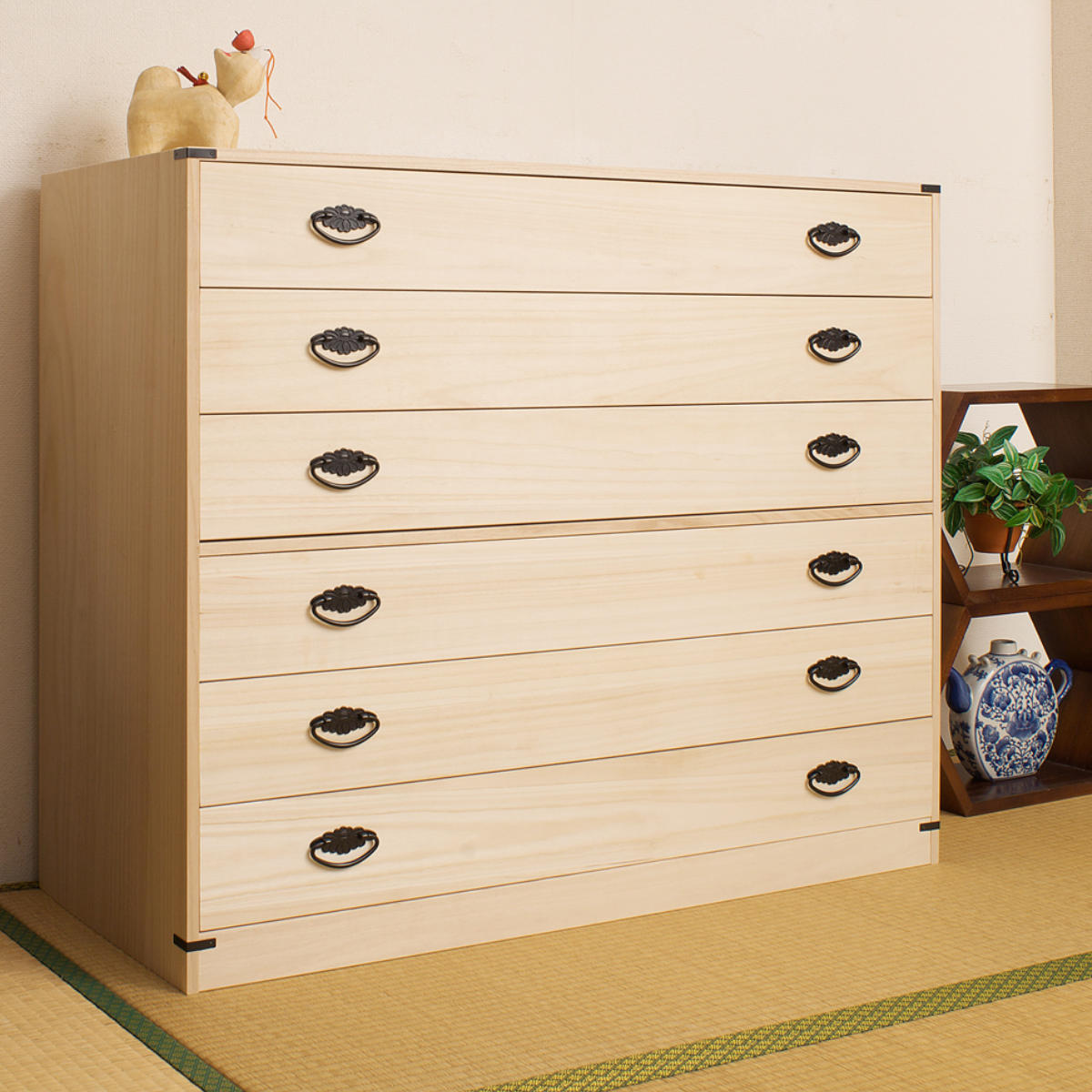 桐たんす 着物用 6段 桐タンス 台輪あり 日本製 幅99cm （ 桐箪笥 収納