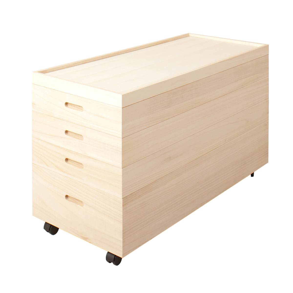 桐箱　4段　衣装ケース 桐 衣装ケース 4段 深型1段 日本製 キャスター付 幅95cm （ 桐衣装