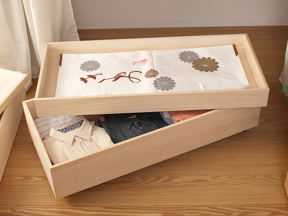 桐 衣装ケース 4段 深型2段 日本製 キャスター付 幅95cm （ 桐衣装