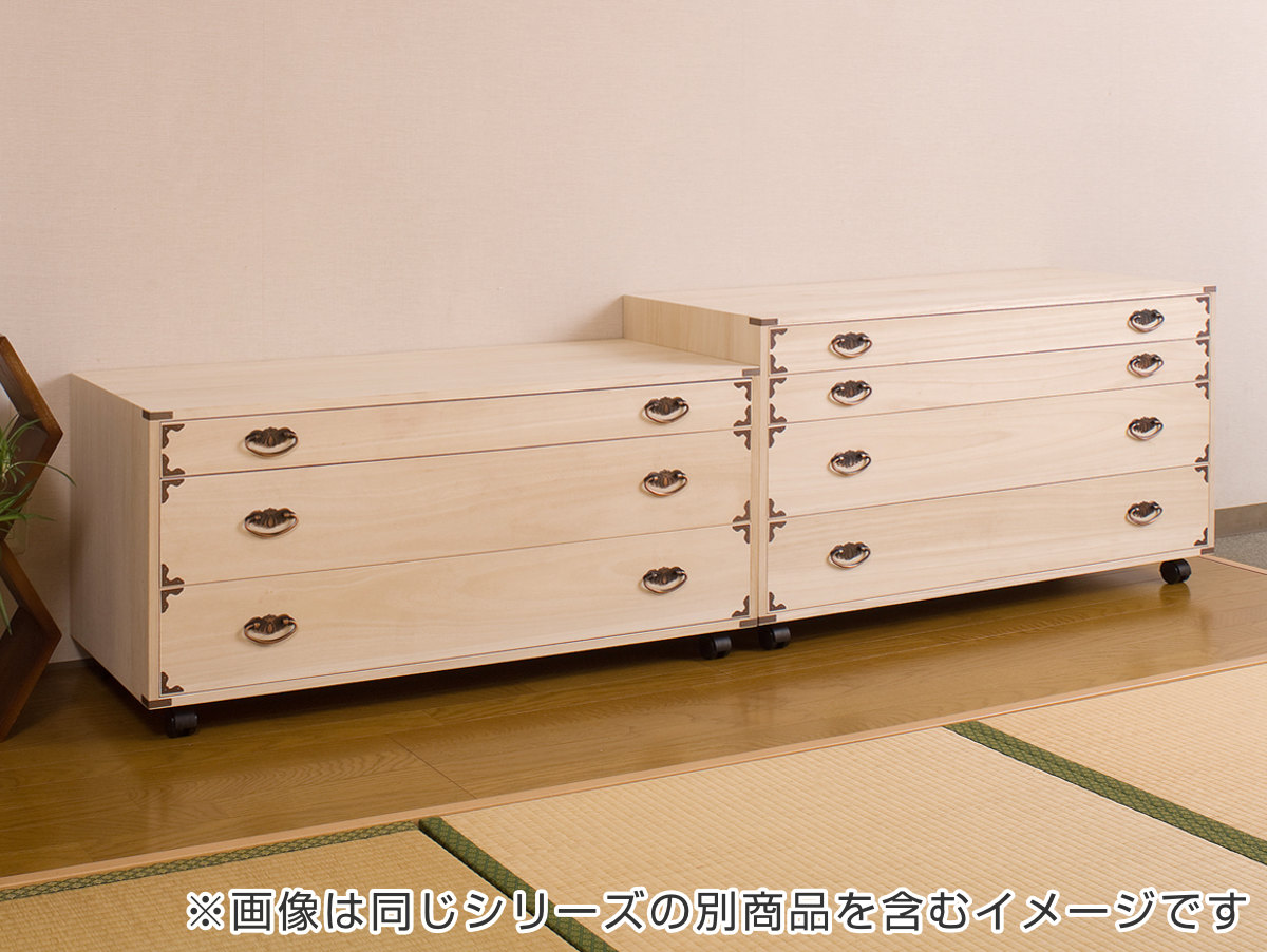 桐チェスト 幅99.5cm 3段 隅金具 キャスター付 （ 桐たんす 桐 タンス