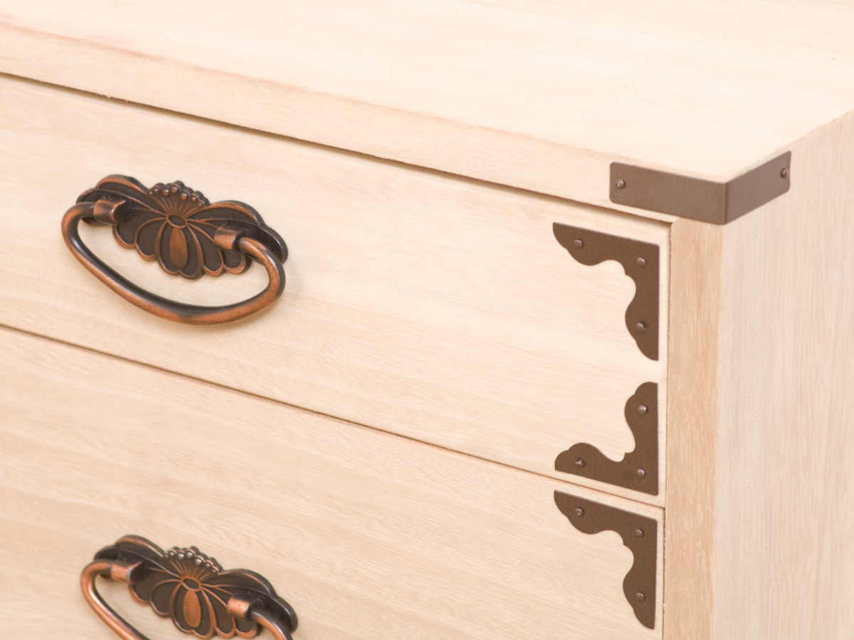 桐チェスト 幅99.5cm 5段 隅金具 キャスター付 （ 桐たんす 桐 タンス