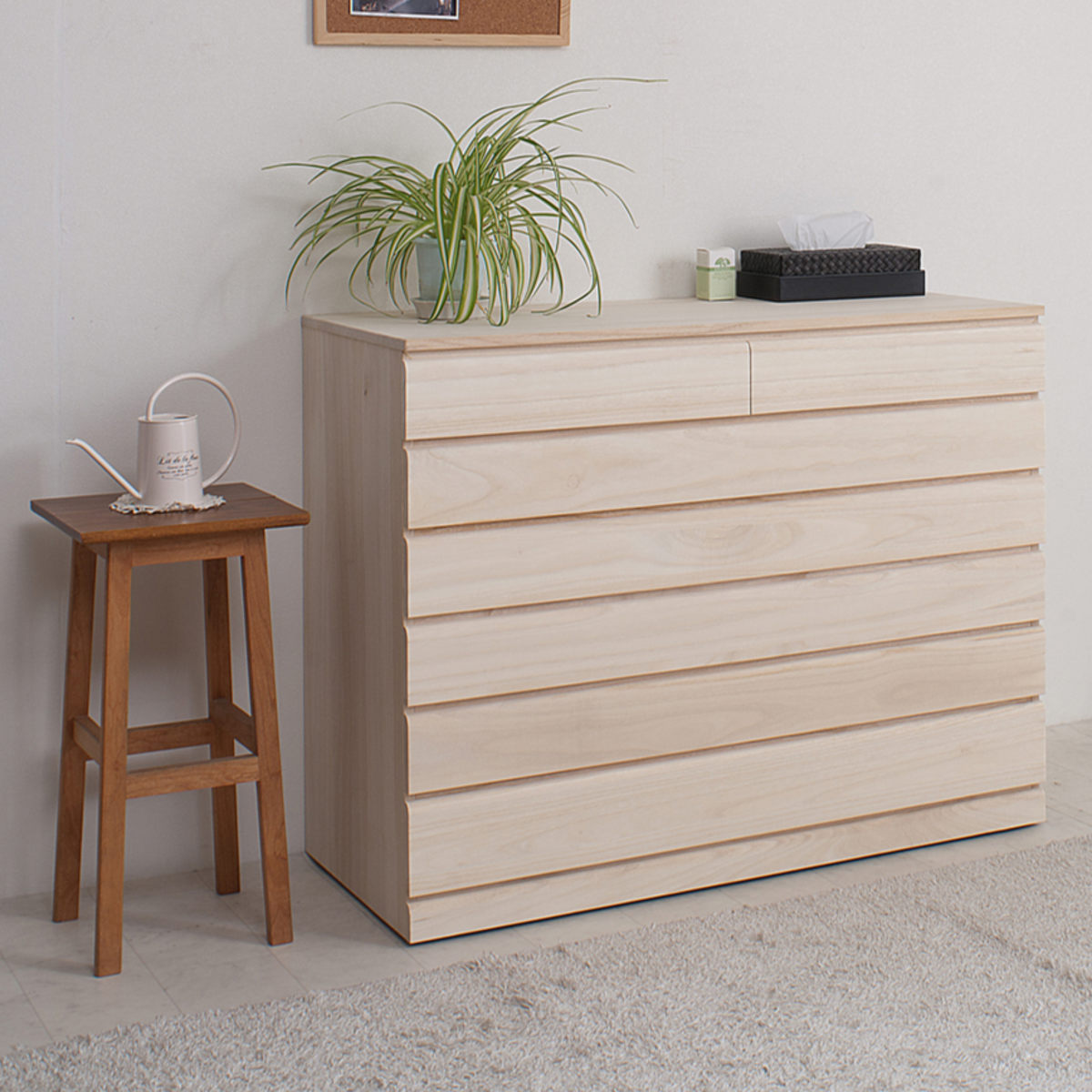 桐のタンス6段 桐 洋風チェスト 6段 白木 桐タンス 日本製 約幅100cm （ 桐チェスト