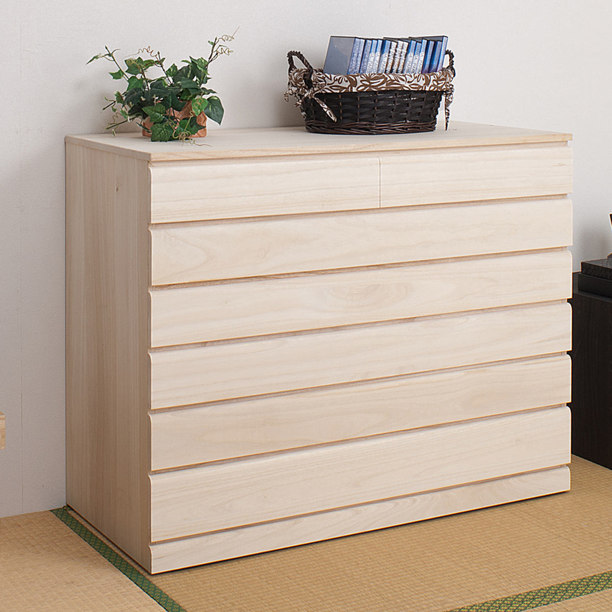 桐 洋風チェスト 6段 白木 桐タンス 日本製 約幅100cm （ 桐チェスト