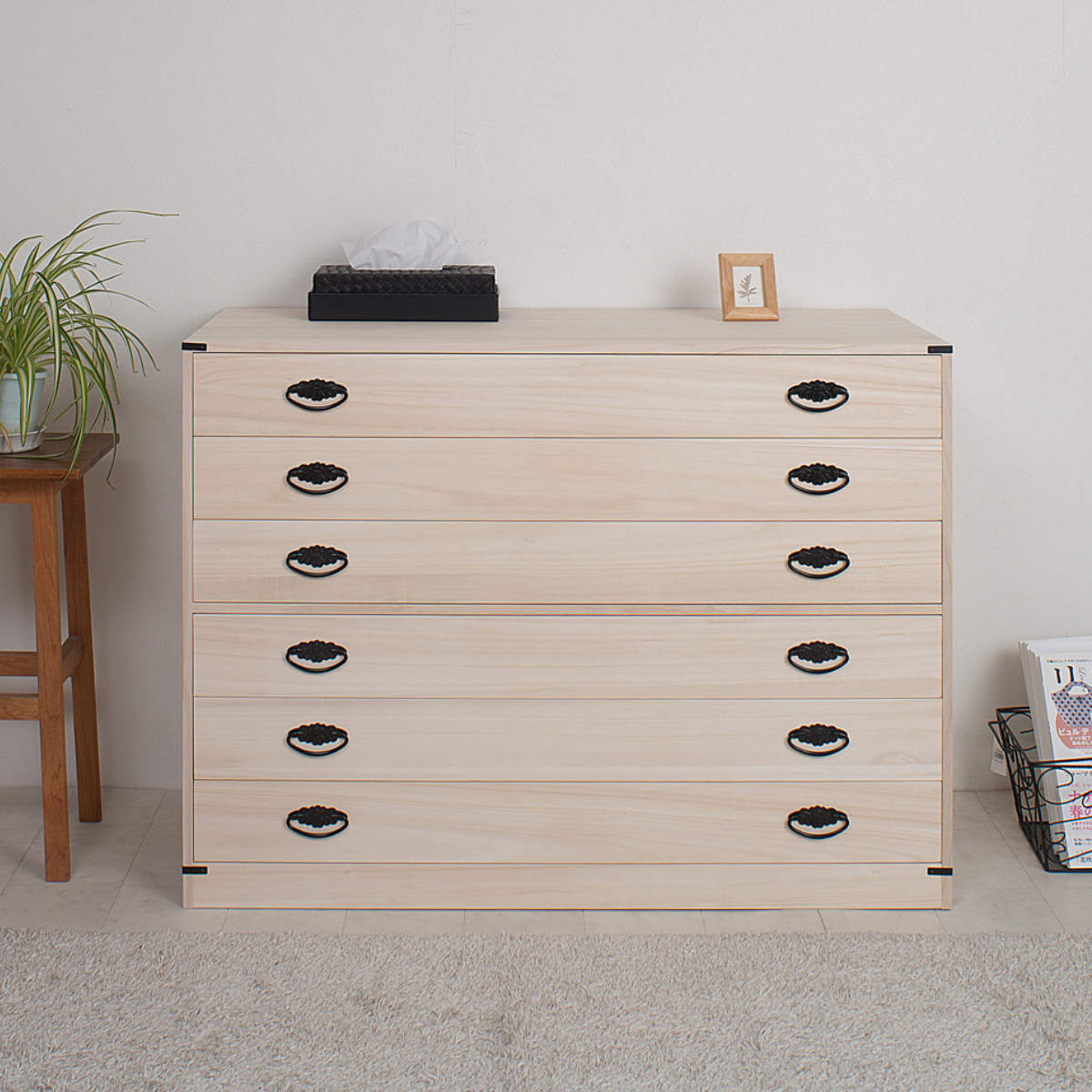 桐たんす 着物用 6段 桐タンス 台輪あり 日本製 約幅100cm （ 桐箪笥