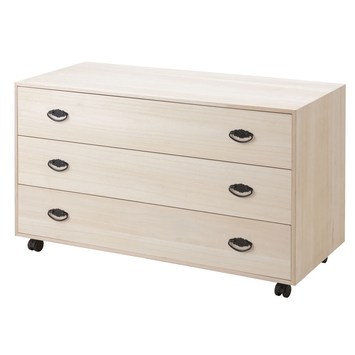 桐タンス 3段 総桐 日本製 キャスター付 約幅100cm （ 桐チェスト 桐