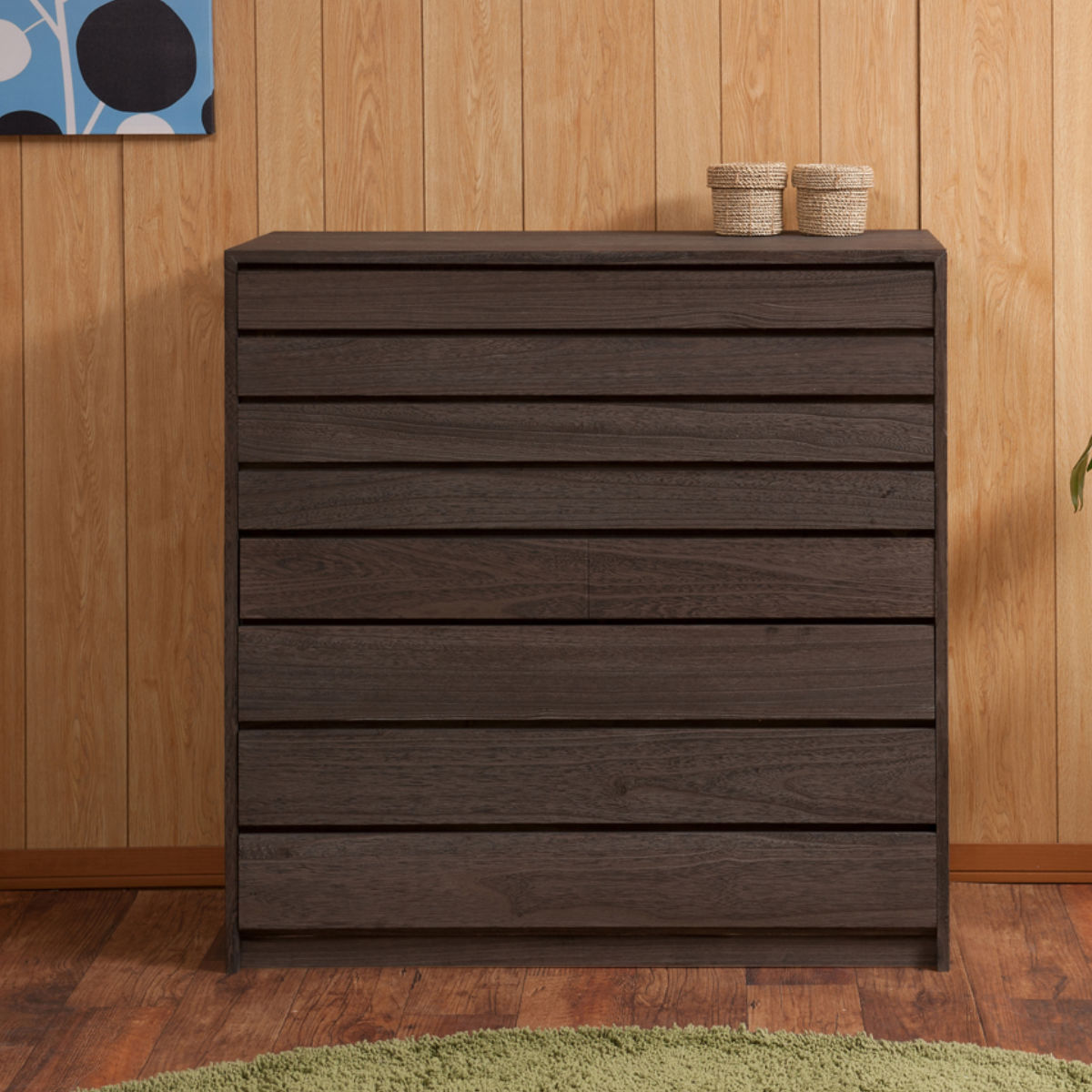 モダン桐タンス 8段 桐チェスト 焼桐仕上げ 幅100cm （ 桐たんす