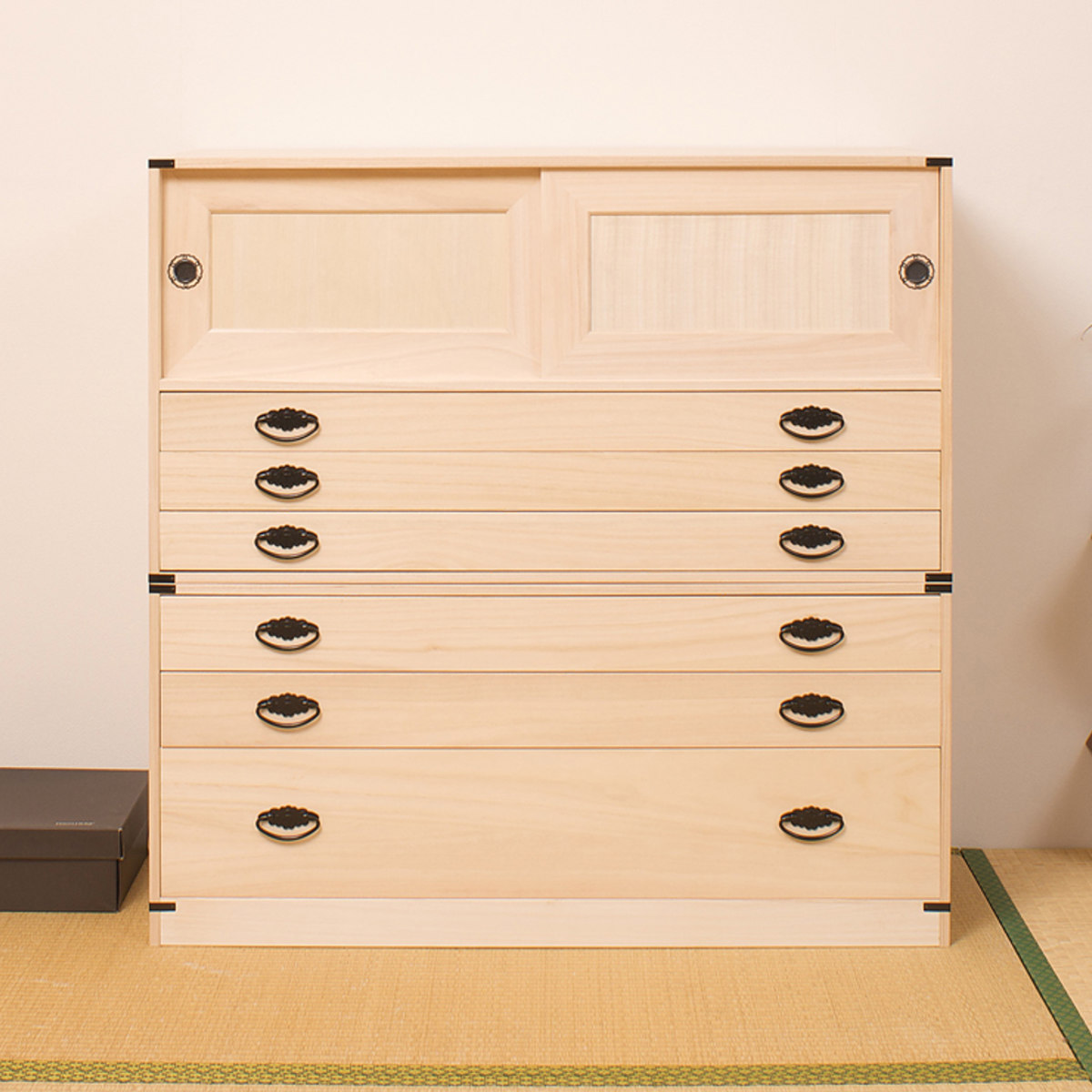 桐タンス 6段 引き戸タイプ 着物用 幅99 高さ98cm （ 桐たんす 桐