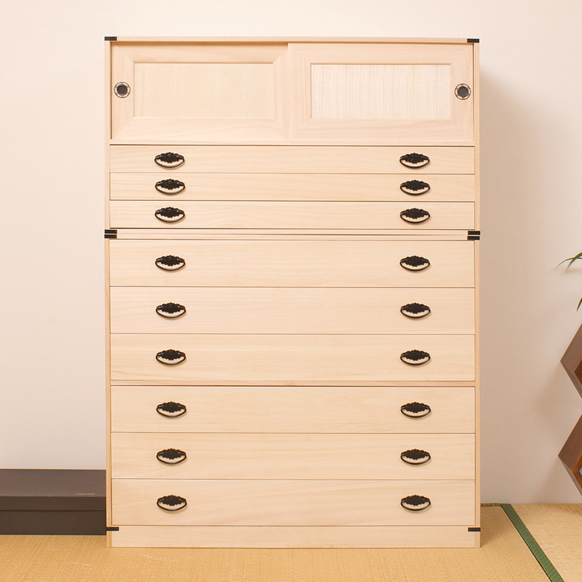 桐タンス 9段 引き戸タイプ 着物用 幅99 高さ137cm （ 桐たんす 桐