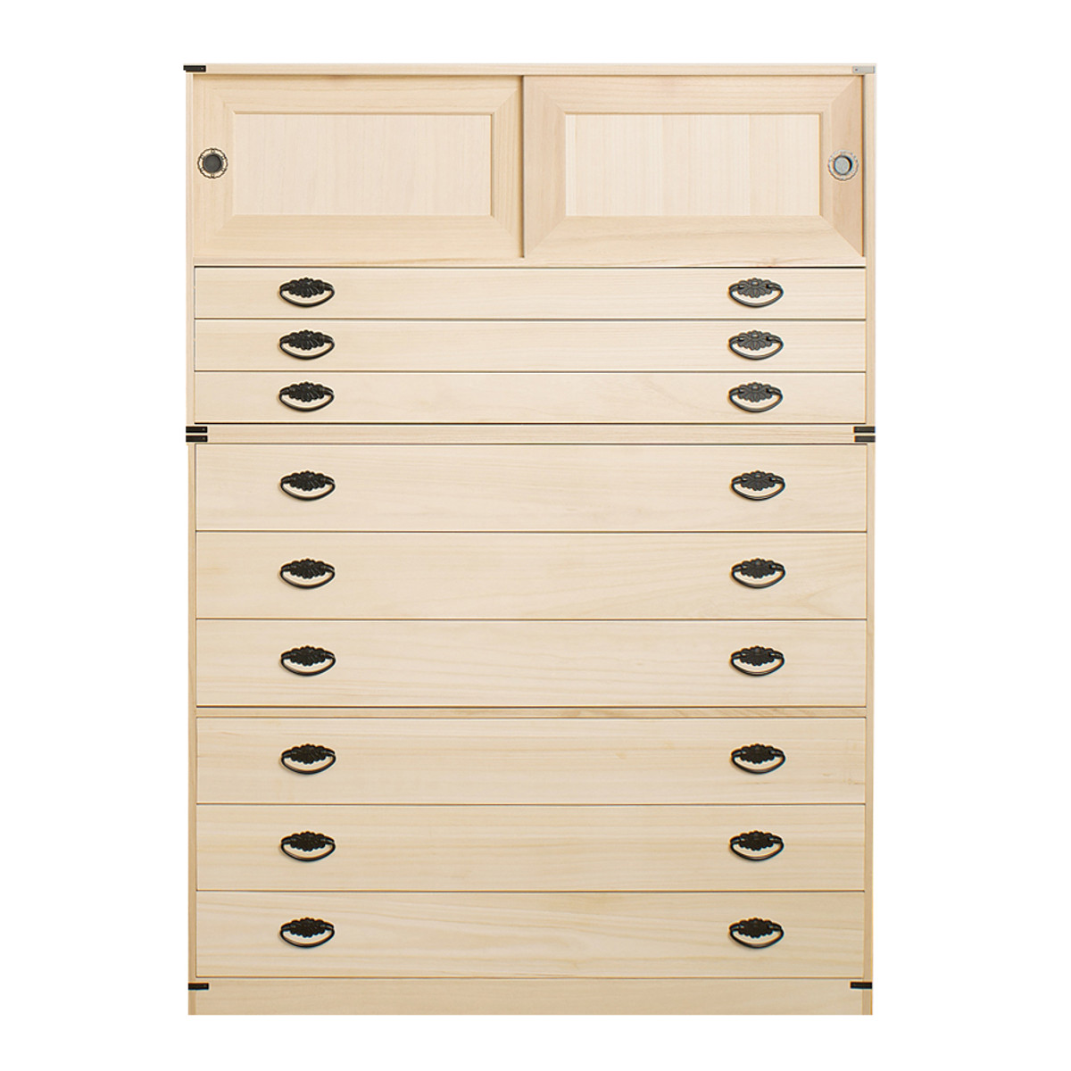 桐タンス 9段 引き戸タイプ 着物用 幅99 高さ137cm （ 桐たんす 桐