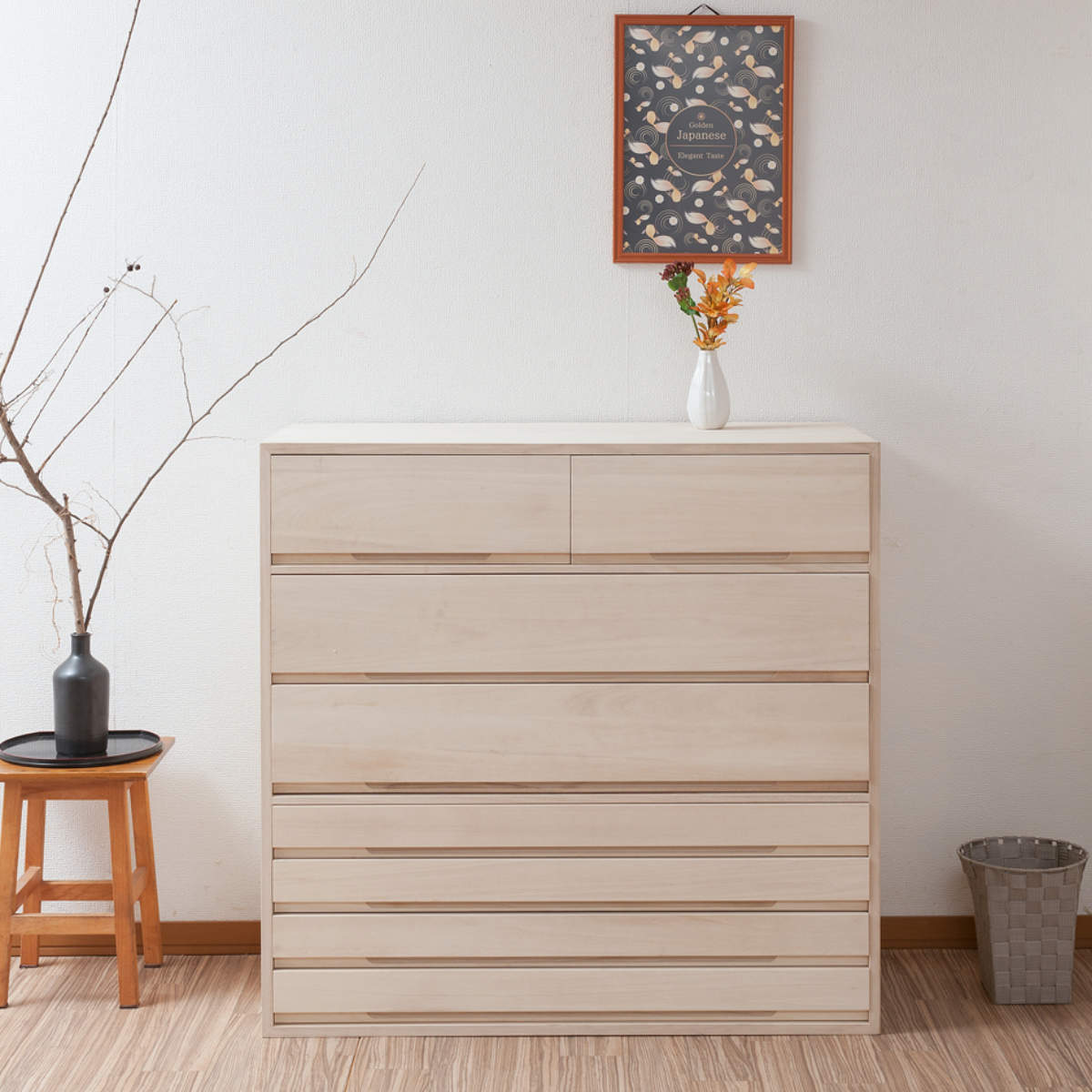 桐タンス 7段 桐収納 日本製 白木仕上げ 約幅101cm （ 桐たんす 桐