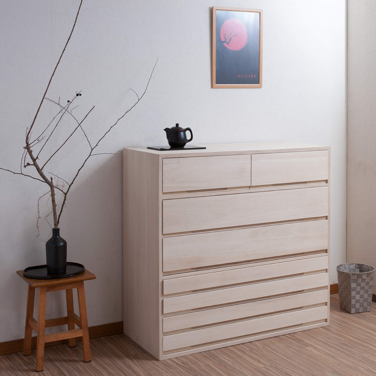 桐タンス 7段 桐収納 日本製 白木仕上げ 約幅101cm （ 桐たんす 桐