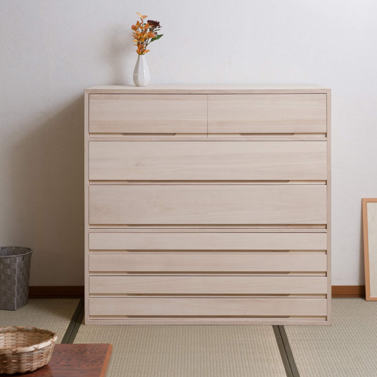 桐タンス 7段 桐収納 日本製 白木仕上げ 約幅101cm （ 桐たんす 桐