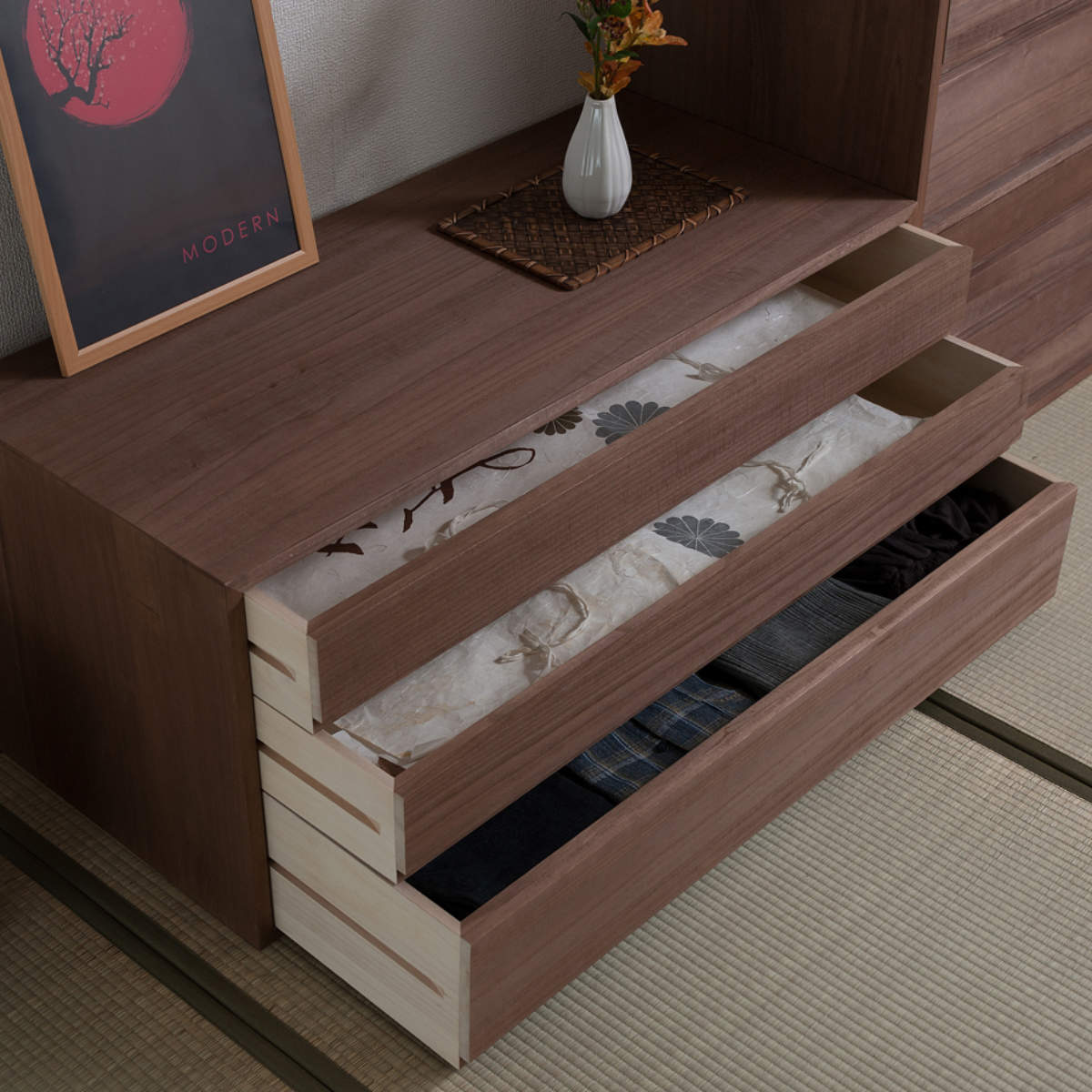 桐タンス 3段 桐チェスト 衣類収納 日本製 幅100cm （ 桐たんす 桐