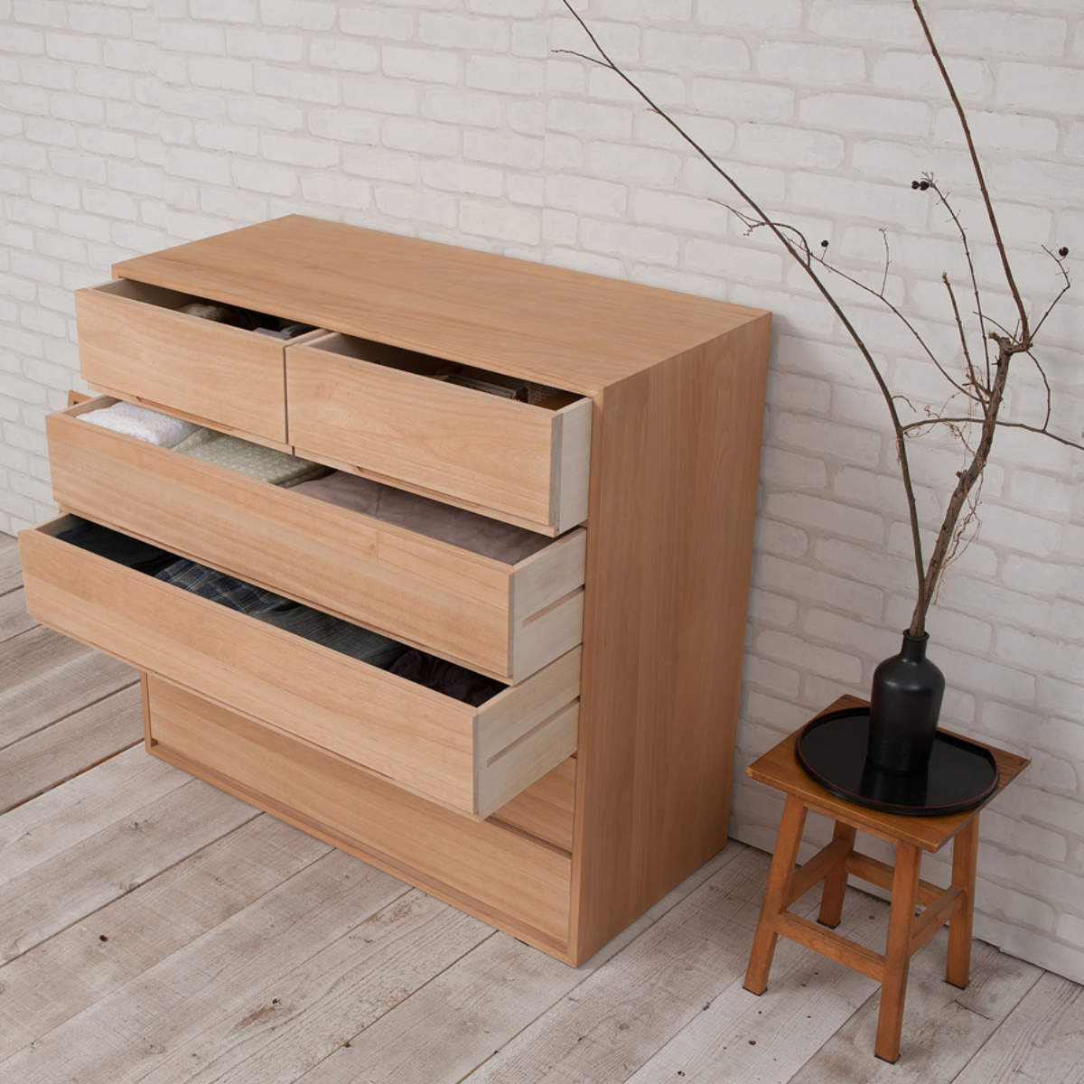 桐タンス　引き出し5段　着物箪笥　タンス　収納　古家具 桐タンス 5段 桐チェスト 衣類収納 日本製 約幅101cm （ 桐たんす 桐