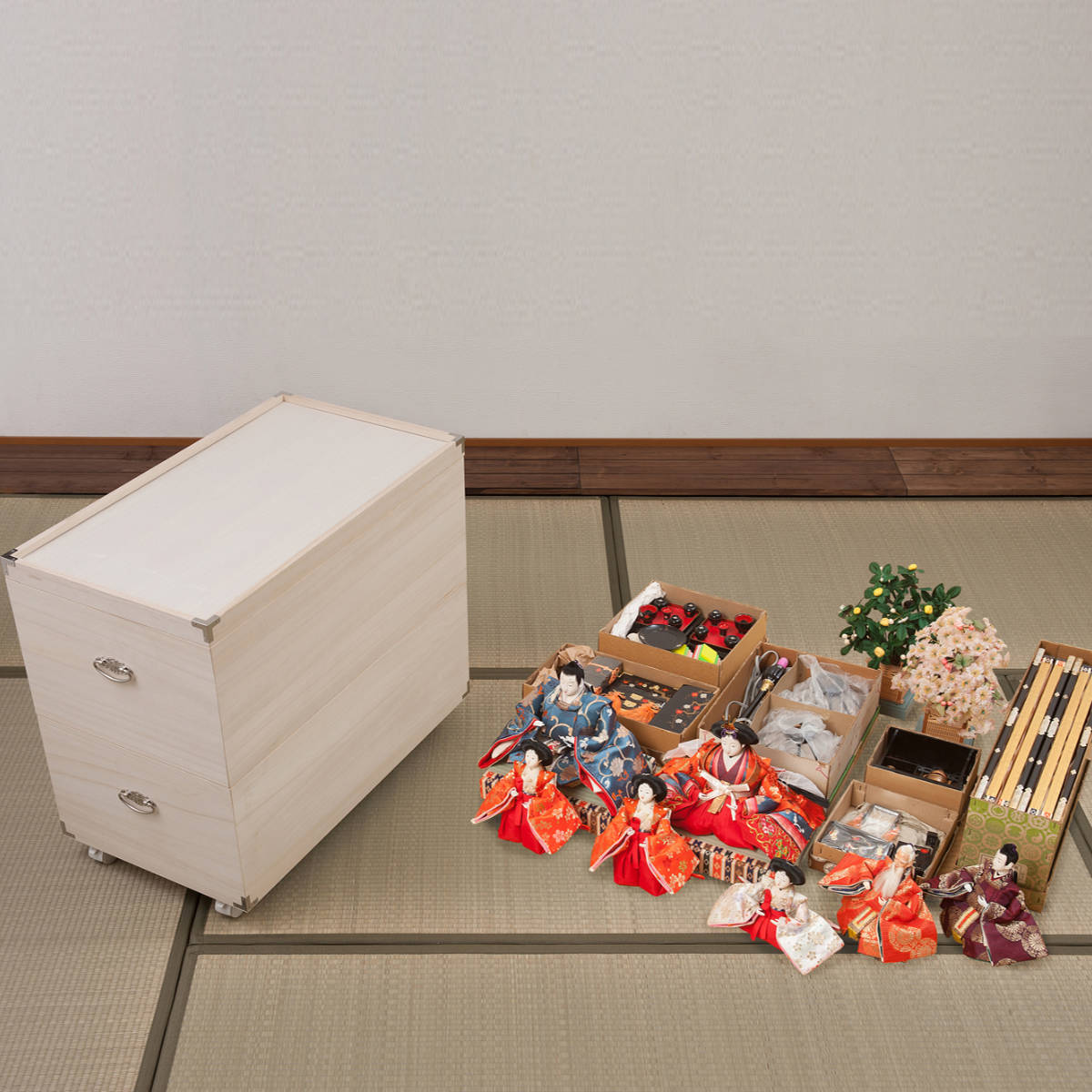 雛人形 収納 ケース 箱 桐 2段 押入れ収納 クローゼット収納