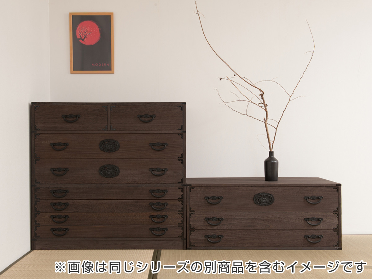 焼桐タンス 3段 民芸調 桐箪笥 日本製 幅100cm （ 桐タンス タンス たんす 箪笥 桐たんす 完成品 ）の画像
