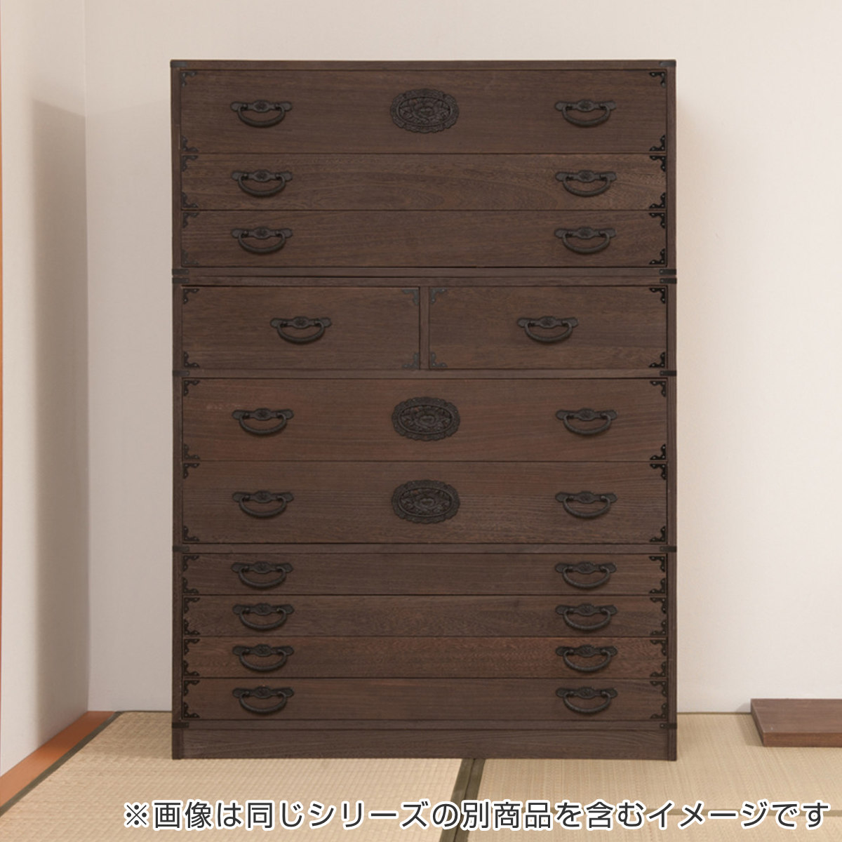 焼桐タンス 3段 民芸調 桐箪笥 日本製 幅100cm （ 桐タンス タンス たんす 箪笥 桐たんす 完成品 ）の画像
